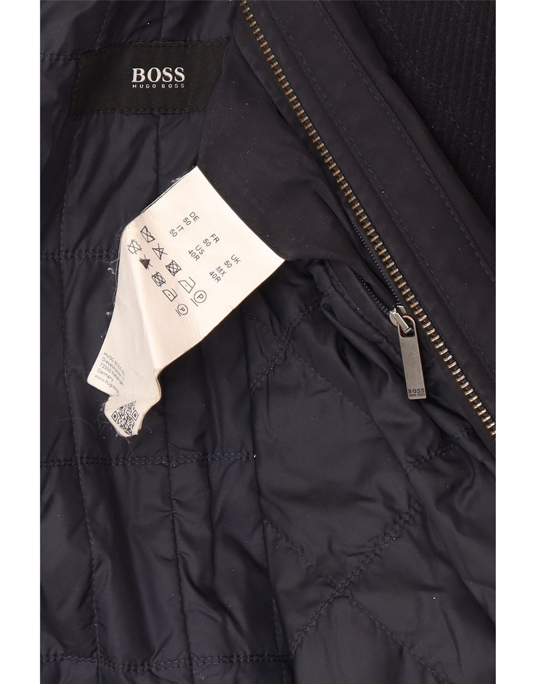 Мужское пальто Hugo Boss EU 50, большое темно-синее, шерсть