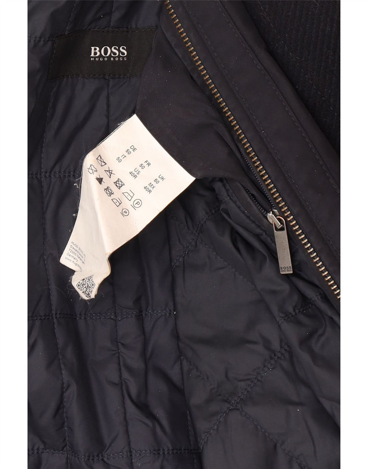 Мужское пальто Hugo Boss EU 50, большое темно-синее, шерсть