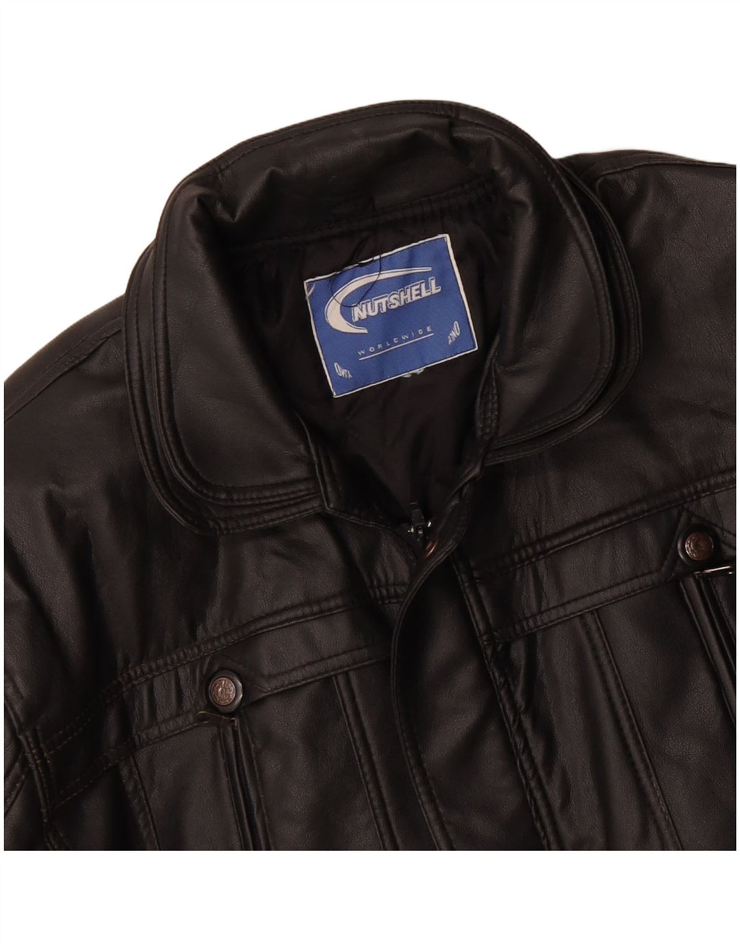 Мужское кожаное пальто NUTSHELL UK 40 большое черное