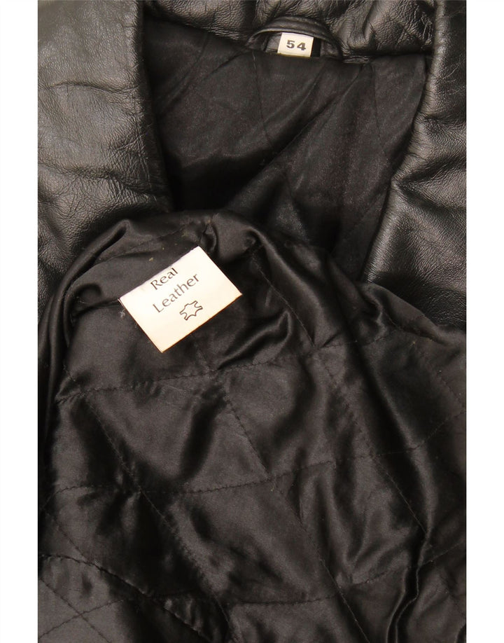 Винтажная мужская кожаная куртка EU 54 2XL, черная кожа