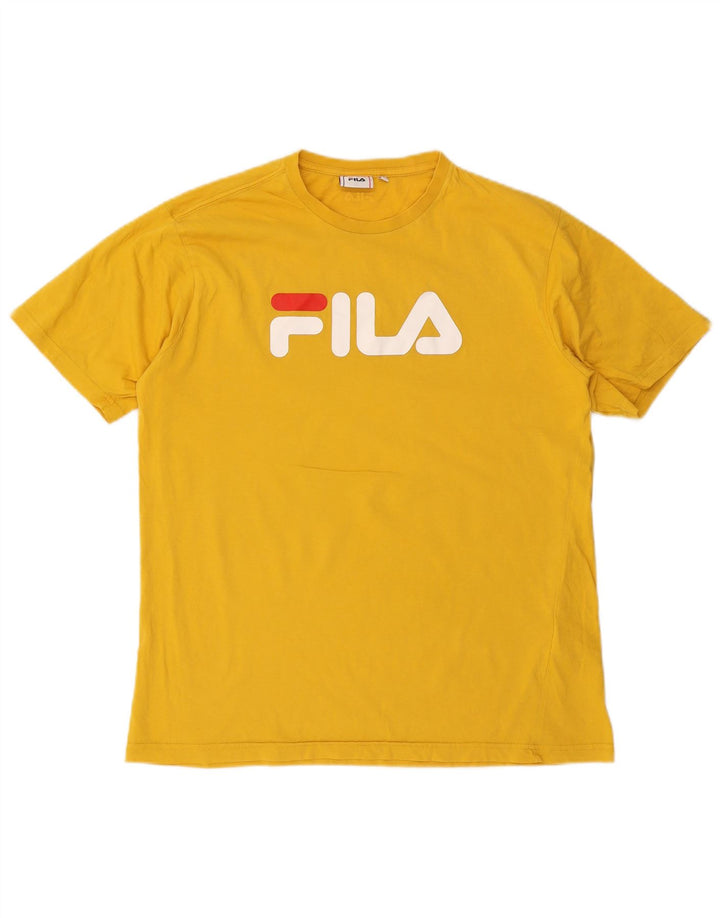 Fila Мужская футболка с рисунком, большой желтый хлопок