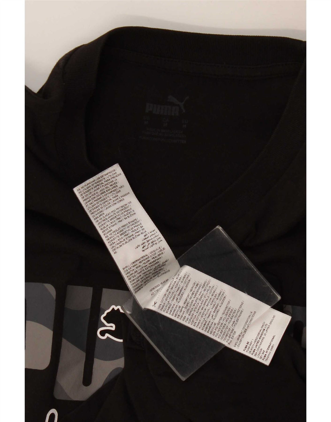Мужская футболка с рисунком Puma, черный хлопок, средний размер