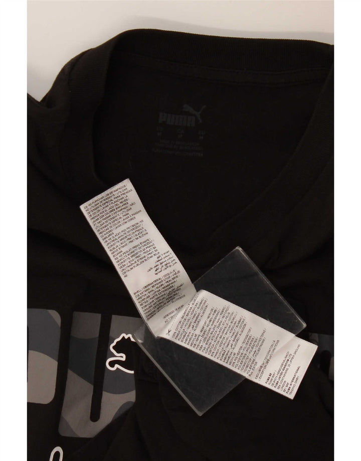 Мужская футболка с рисунком Puma, черный хлопок, средний размер