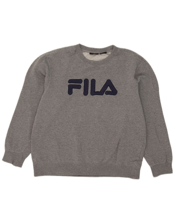 Fila Мужской свитшот с графическим рисунком, большой серый хлопковый джемпер