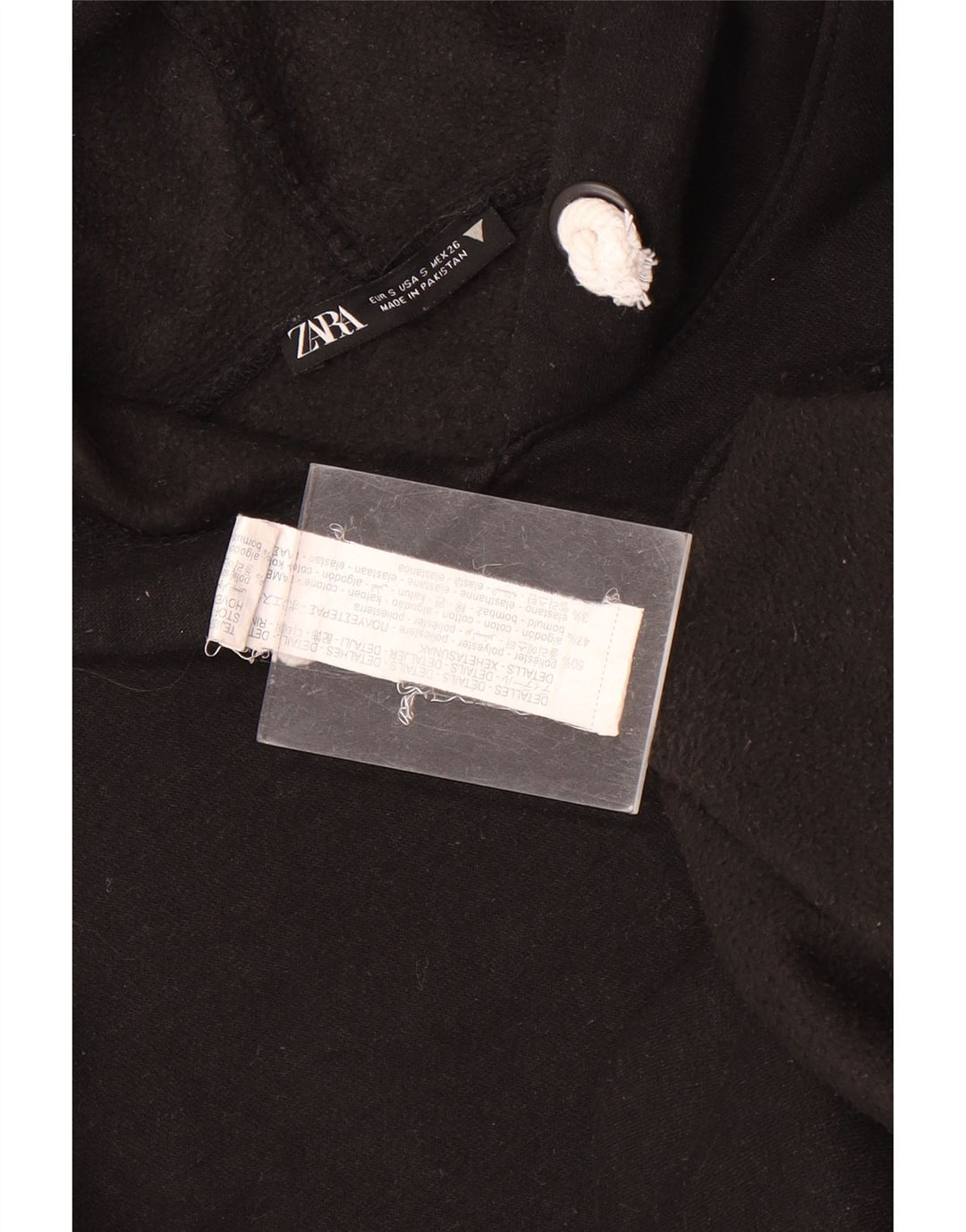 Мужской джемпер свободного кроя с капюшоном Zara, маленький черный, полиэстер