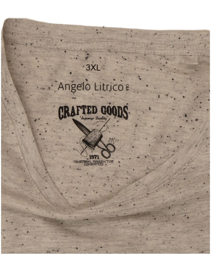 Мужская футболка с рисунком Angelo Litrico, 3XL, серая, хлопок с цветными блоками