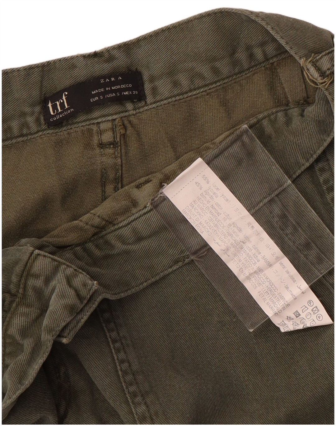 Женские прямые брюки карго Zara, маленькие W26 L27, хаки