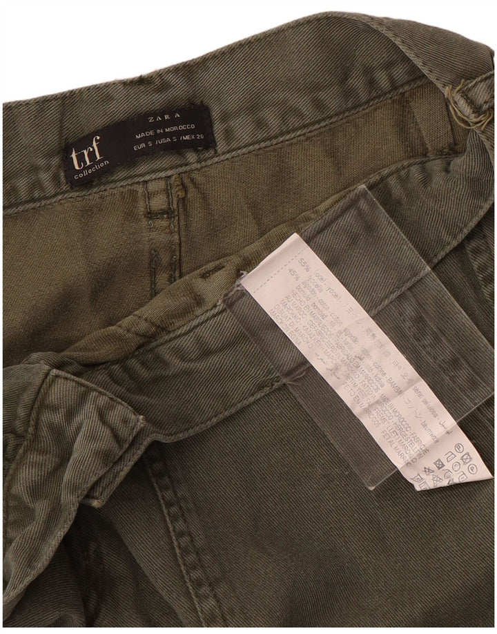Женские прямые брюки карго Zara, маленькие W26 L27, хаки