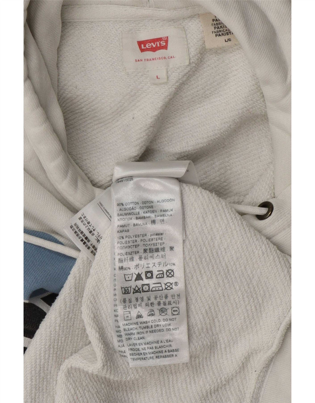 Мужской джемпер с капюшоном с рисунком Levi's, большой размер, белый хлопок, хлопок