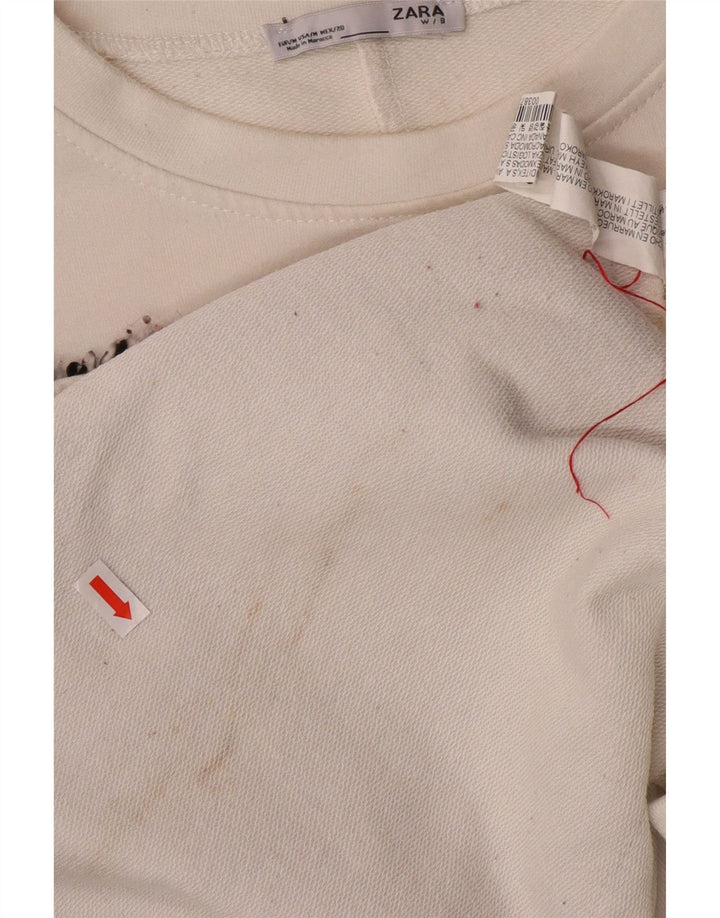 Женский джемпер оверсайз ZARA UK 14, средний белый с цветными блоками