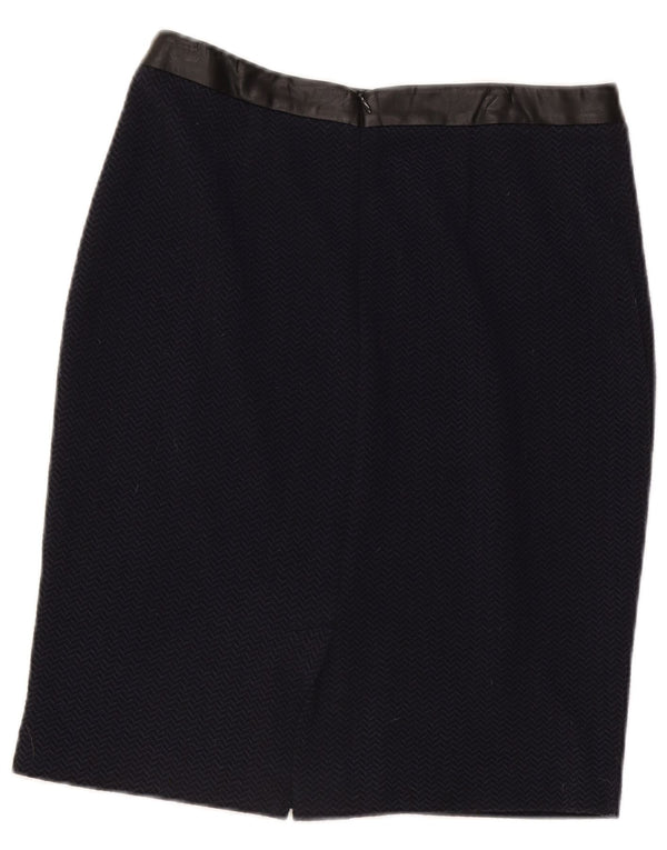 Trussardi Женская юбка-карандаш IT 42 Medium W30 Темно-синяя с узором «в елочку»
