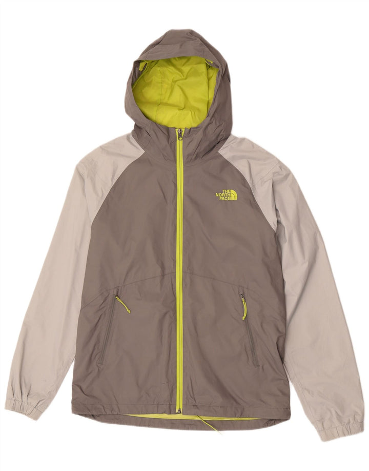 Мужская дождевик с капюшоном The North Face UK 38, нейлон среднего серого цвета с цветными блоками