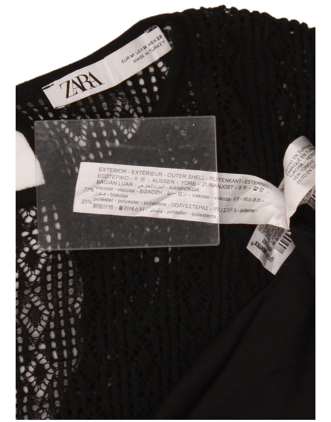 ZARA Womens Crochet A-Line Dress UK 12 Medium Black Viscose