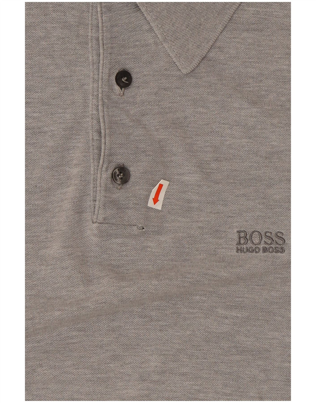 Мужская рубашка-поло Hugo Boss, хлопковая ткань среднего серого цвета с крапинками