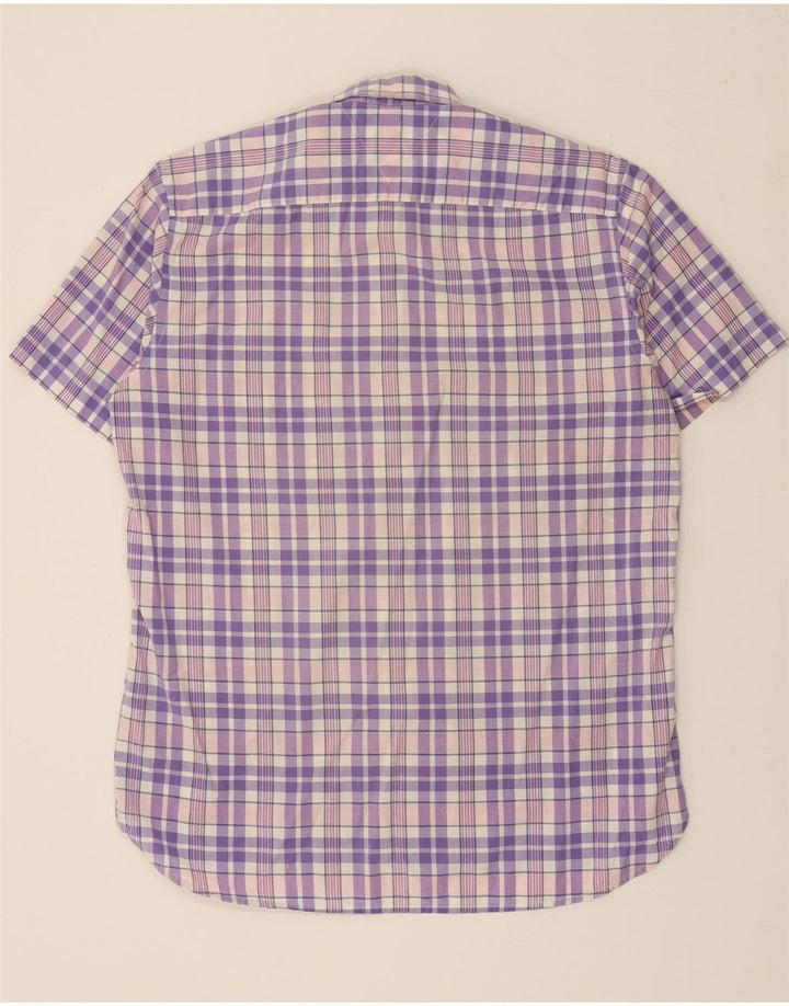 TOMMY HILFIGER Mens Short Sleeve Shirt Medium Purple Check Cotton Vintage Tommy Hilfiger and Second-Hand Tommy Hilfiger from Messina Hembry 