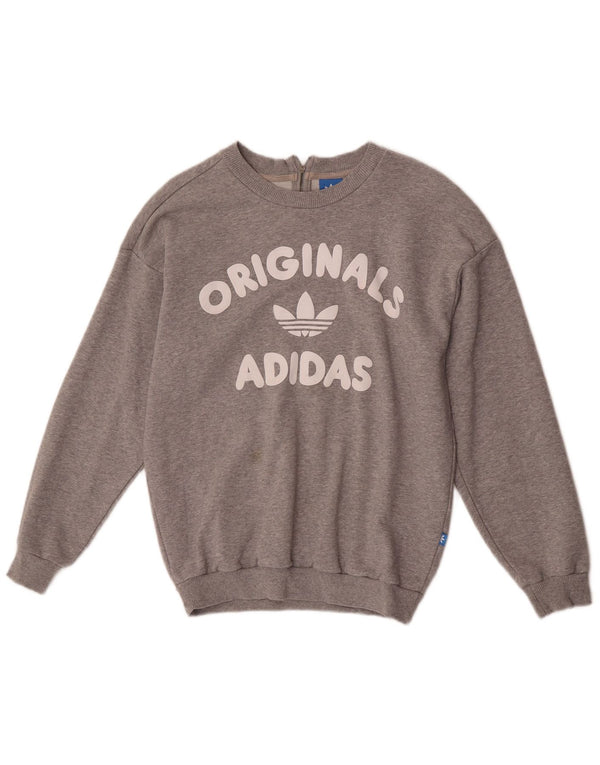Женский джемпер оверсайз с рисунком Adidas UK 6 XS, серый хлопок