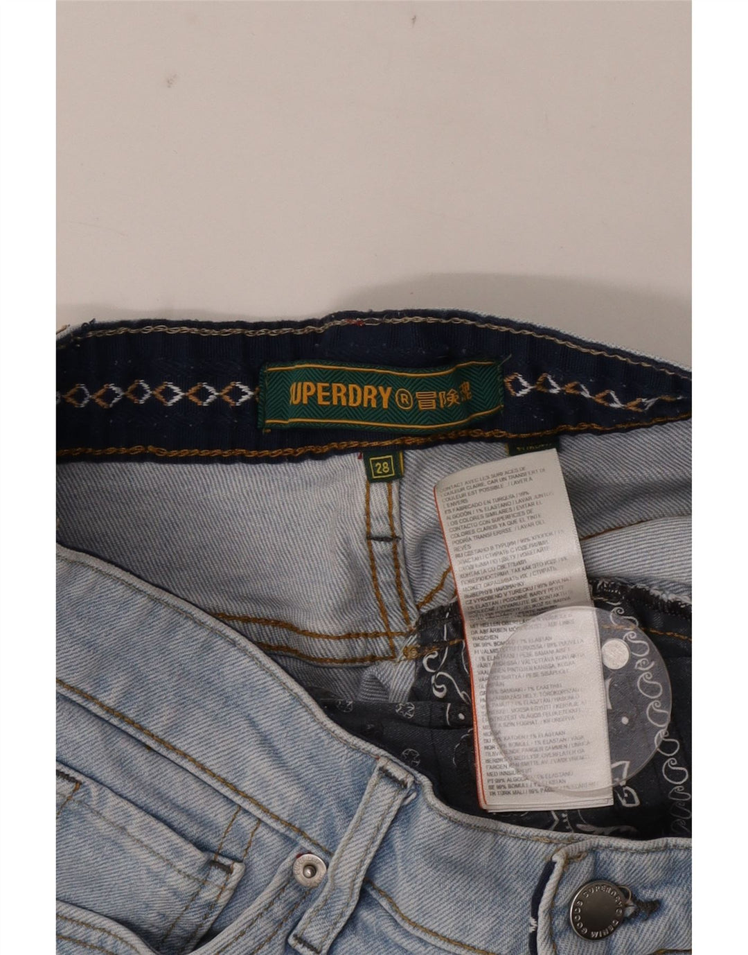 Женские джинсовые шорты Superdry W28, хлопковые, среднего синего цвета