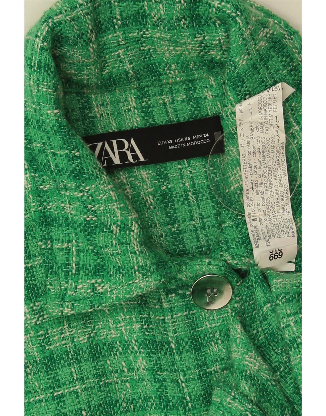 Женский бомбер оверсайз Zara UK 6 XS, полиэстер в зеленую клетку
