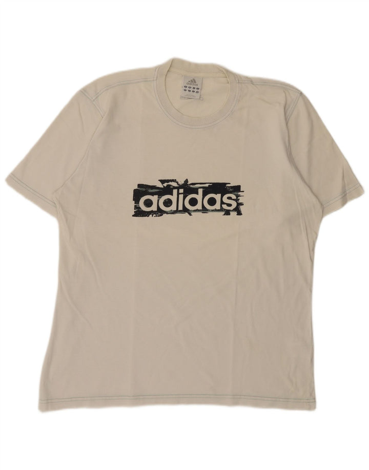 Adidas Мужская футболка с рисунком Топ среднего размера, белый хлопок