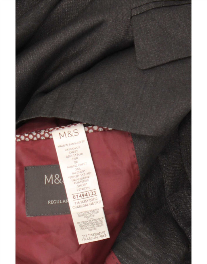 Мужской короткий пиджак с двумя пуговицами Marks & Spencer UK 46 3XL, серый полиэстер