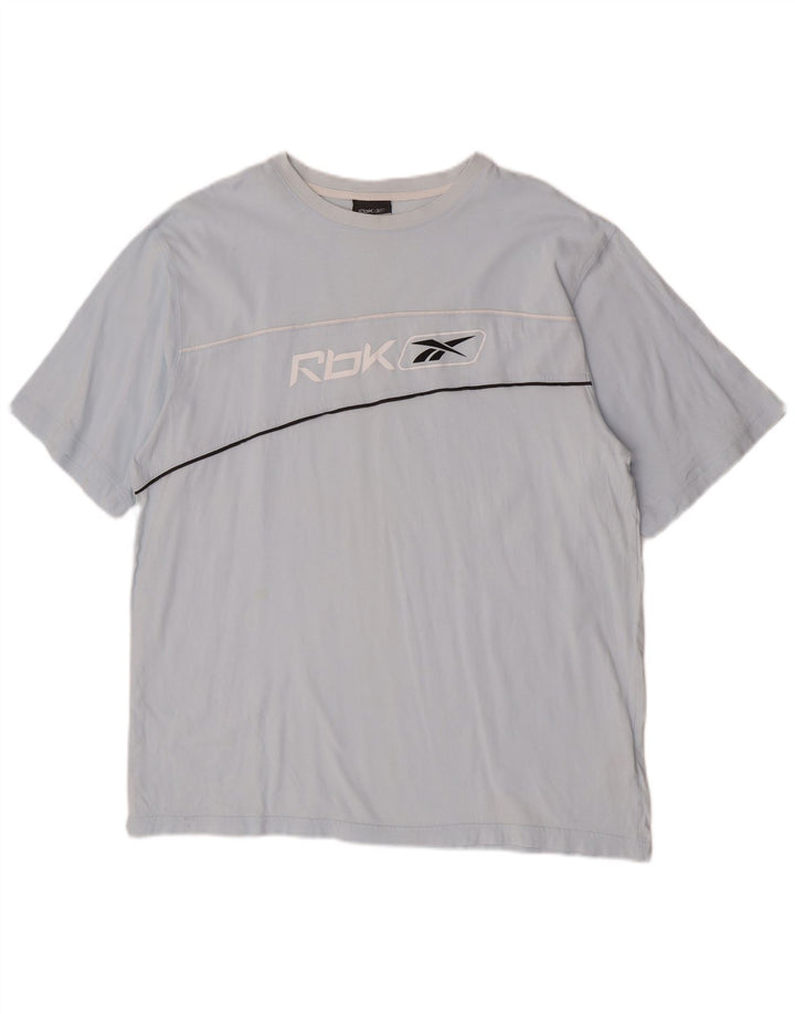 Мужская футболка с рисунком Reebok, 2XL, синяя, хлопок