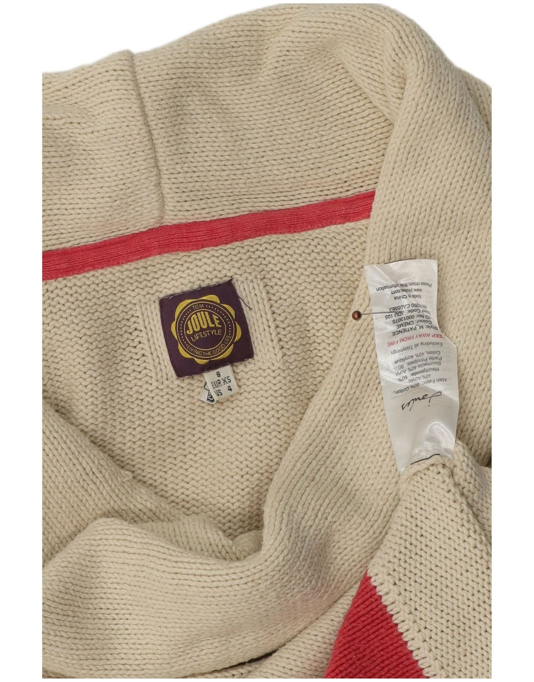 Женский джемпер с отложным воротником Joules, Великобритания, 8, маленький, белый