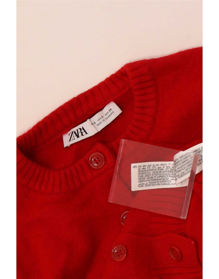 Женский укороченный кардиган Zara UK 8, маленький красный шерстяной свитер