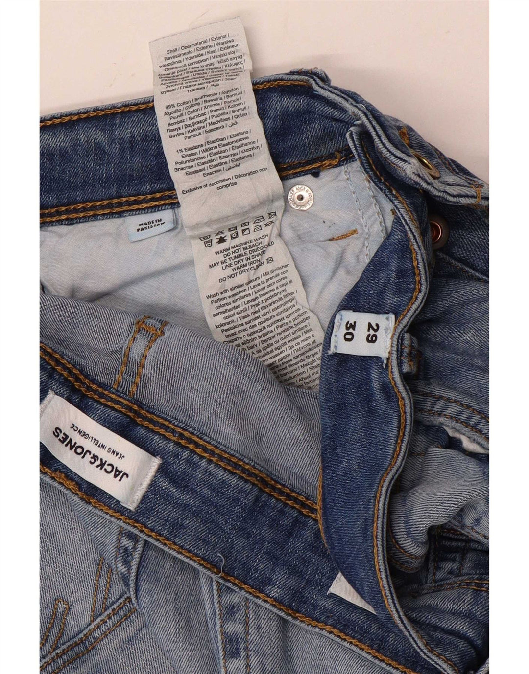 Мужские потертые узкие джинсы Jack & Jones W29 L30, синий хлопок