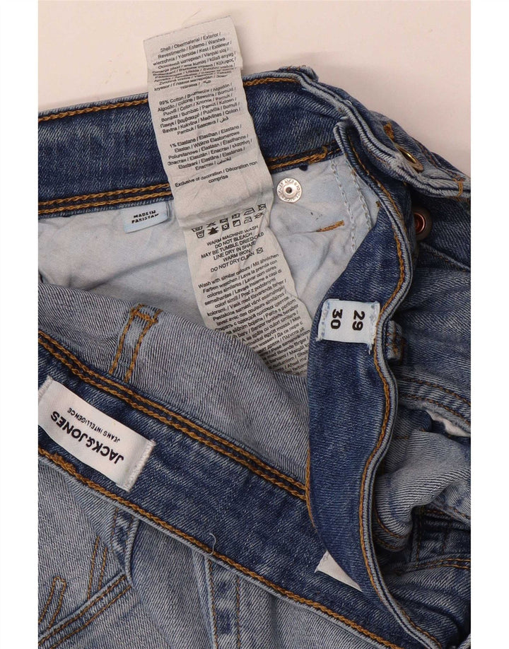 Мужские потертые узкие джинсы Jack & Jones W29 L30, синий хлопок