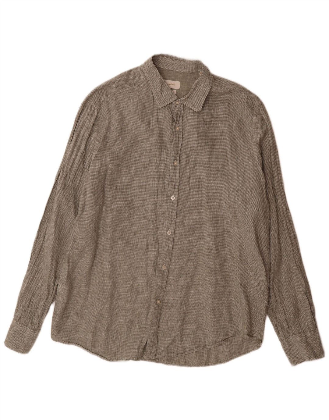Мужская рубашка Massimo Dutti XL зеленая, льняная с узором «гусиные лапки»