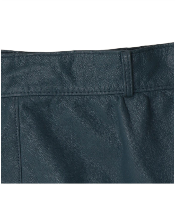 Винтажная женская кожаная юбка W28, средний синий