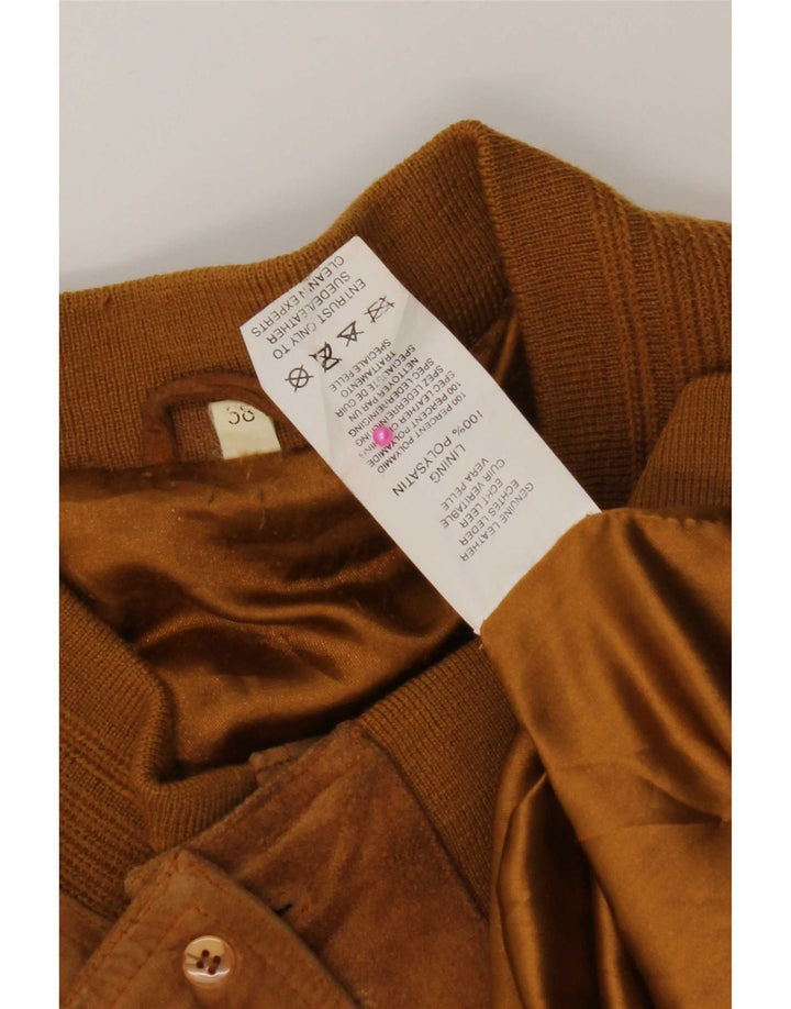 Винтажная мужская замшевая куртка-бомбер IT 58 4XL Коричневая кожаная