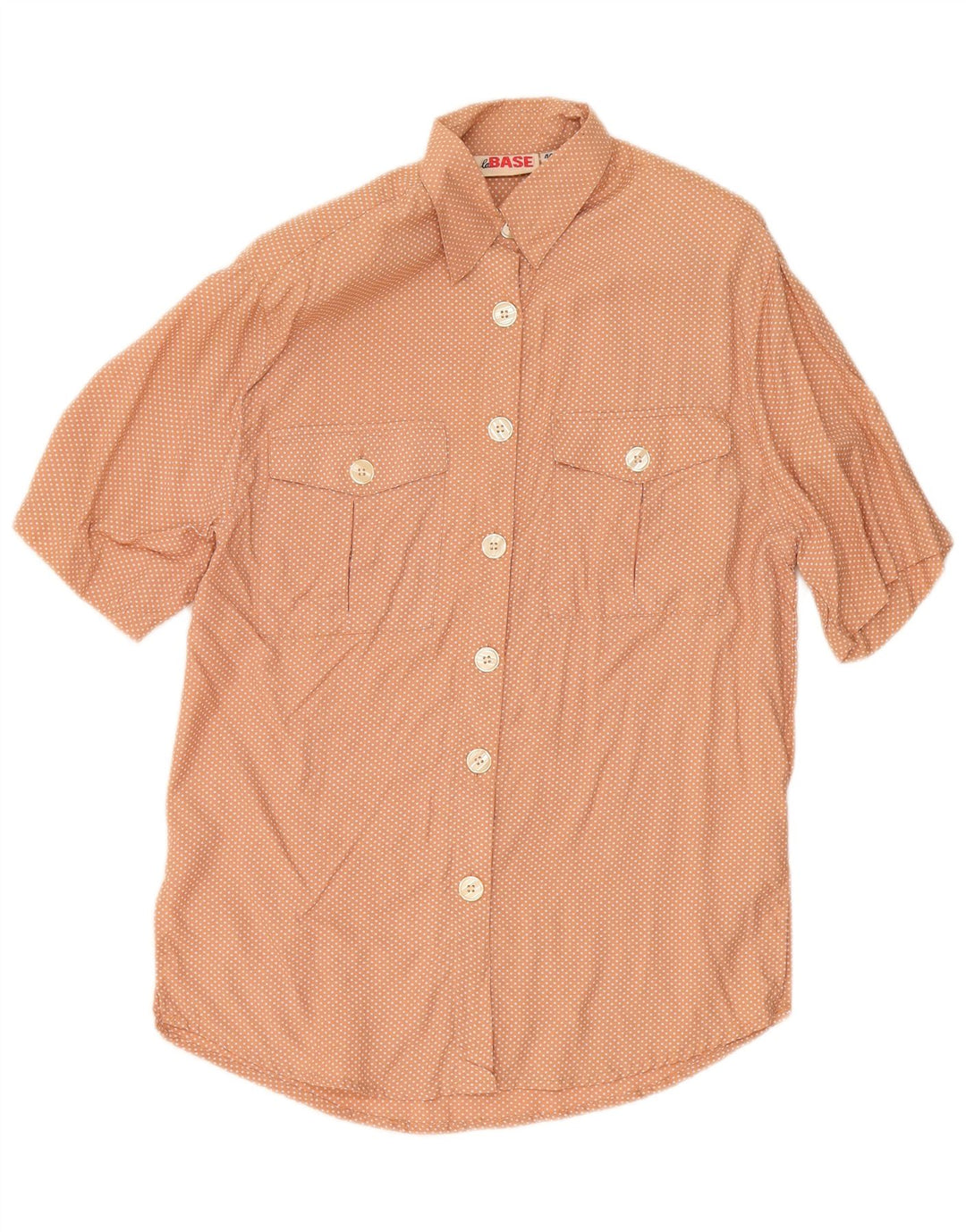 Винтажная женская рубашка с коротким рукавом IT 44 Medium Orange Spotted