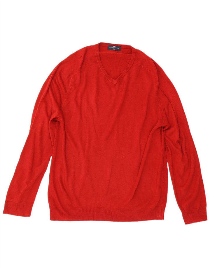 Мужской джемпер с v-образным вырезом Mark & Spencer Blue Harbour, большой красный акрил