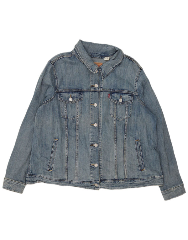 Женская джинсовая куртка Levi's UK 22 3XL Синяя хлопковая классика