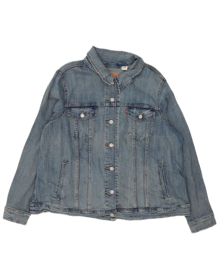Женская джинсовая куртка Levi's UK 22 3XL Синяя хлопковая классика