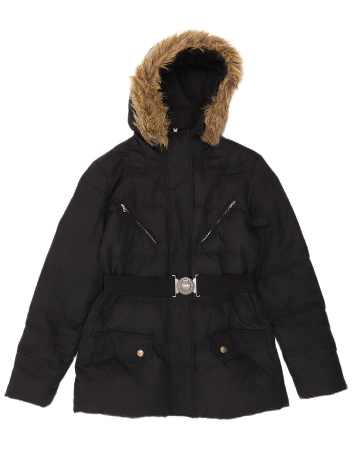 Женская утепленная куртка с капюшоном Ralph Lauren UK 10, маленький черный полиэстер