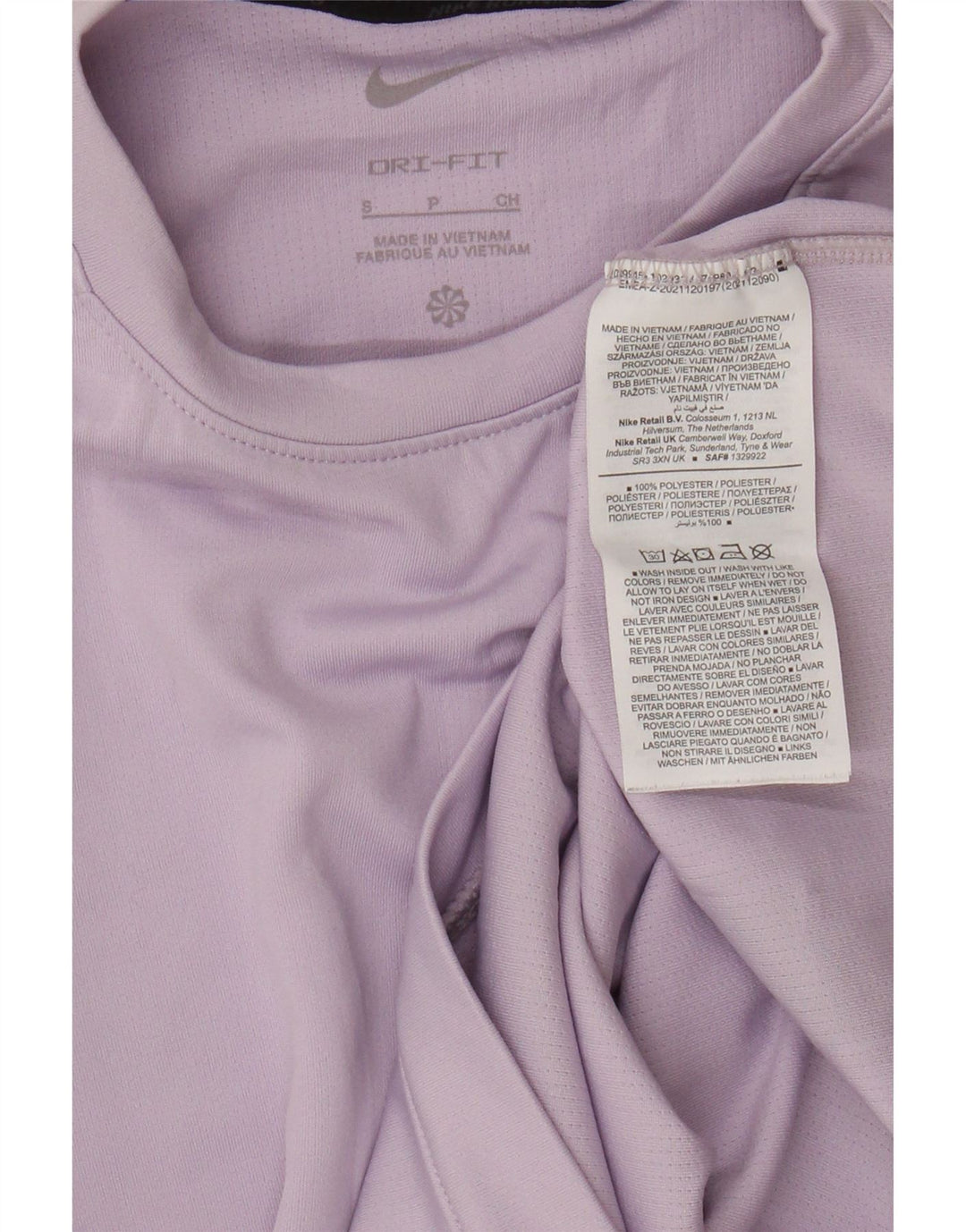 Женский топ с рисунком Nike Dri Fit с длинным рукавом UK 10, маленький сиреневый полиэстер