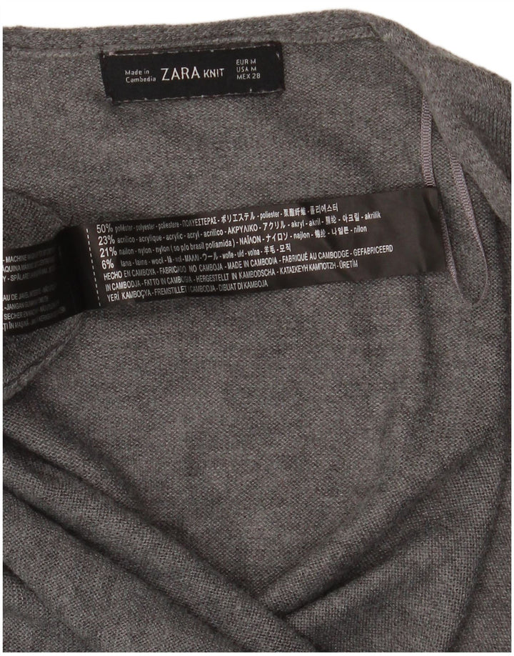 Женский удлиненный открытый кардиган Zara UK 14, средний серый полиэстер