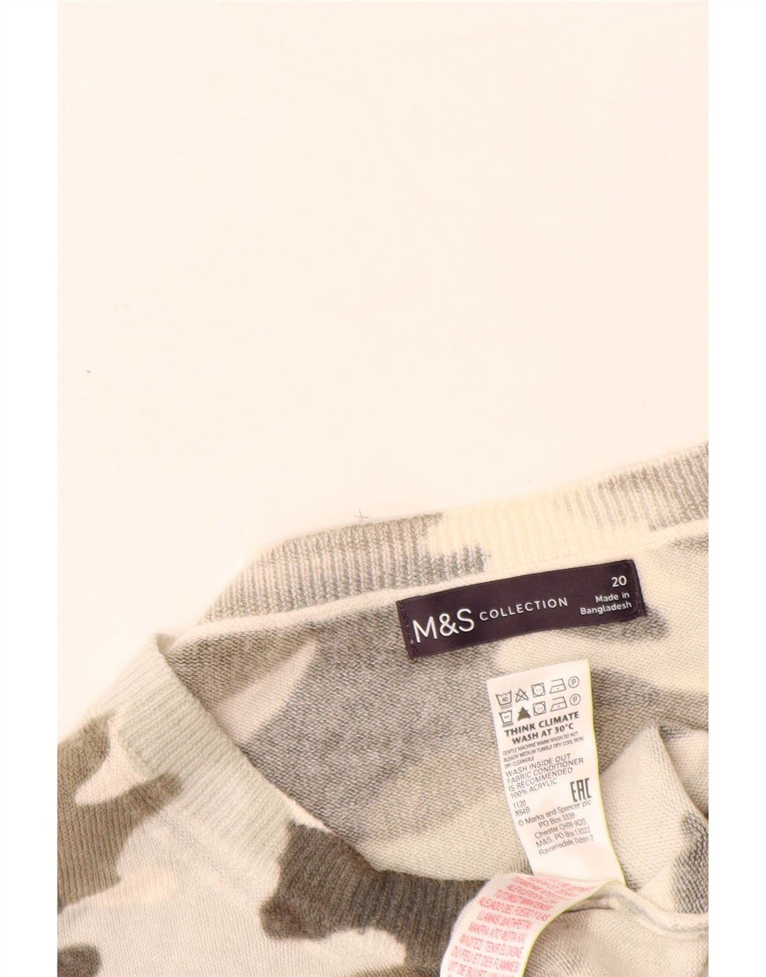 Женский джемпер с вырезом «лодочка» MARKS & SPENCER UK 20 2XL, бежевый камуфляж