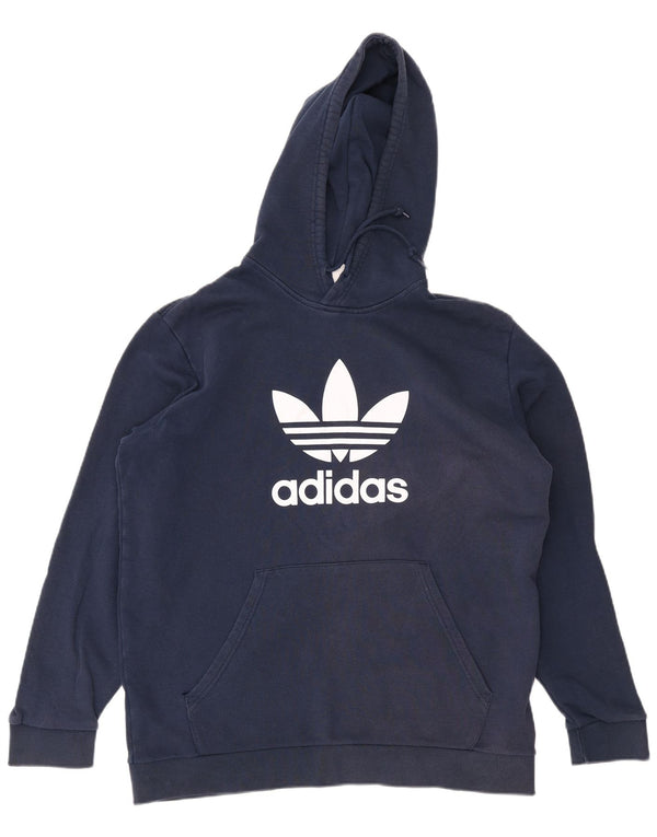 Мужской джемпер с капюшоном Adidas с рисунком XL, темно-синий, хлопок