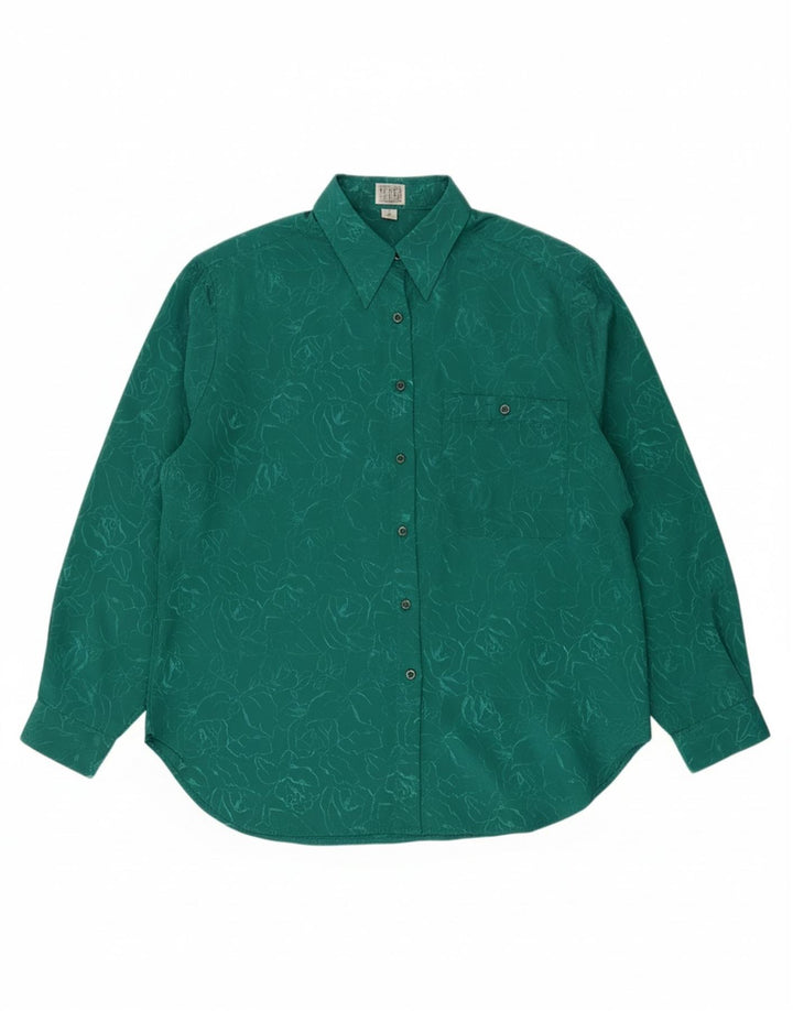 STUDIO DEE Womens Longline Loose Fit Shirt UK 12 Medium Green Floral