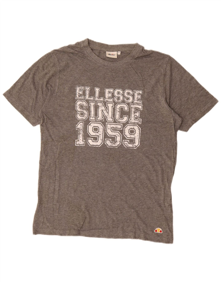 Мужская футболка Ellesse с рисунком, хлопковый топ среднего серого цвета с крапинками