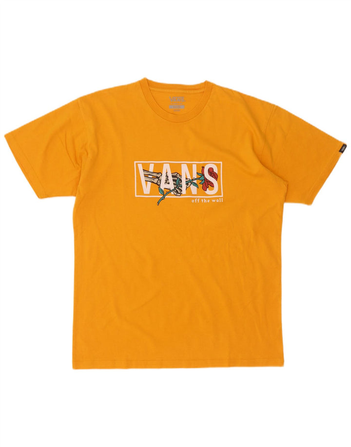 Мужская футболка классического кроя с рисунком Vans, хлопковый топ среднего желтого цвета