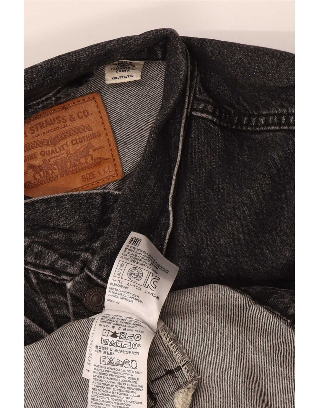 Мужская джинсовая куртка Levi's UK 44 2XL, черный хлопок