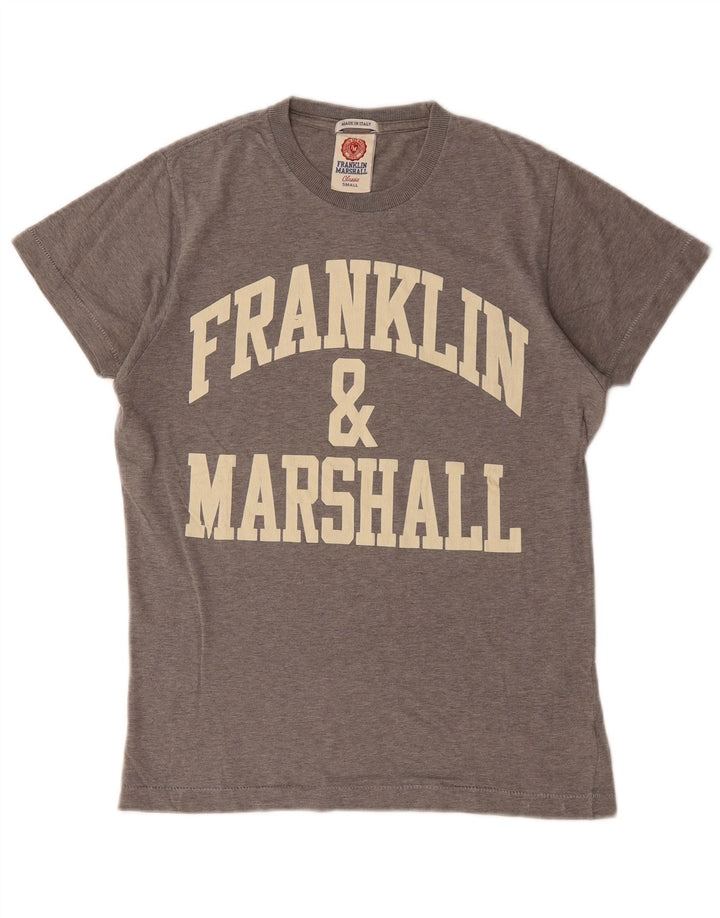 Мужская классическая футболка с рисунком FRANKLIN & MARSHALL, маленький серый хлопковый топ