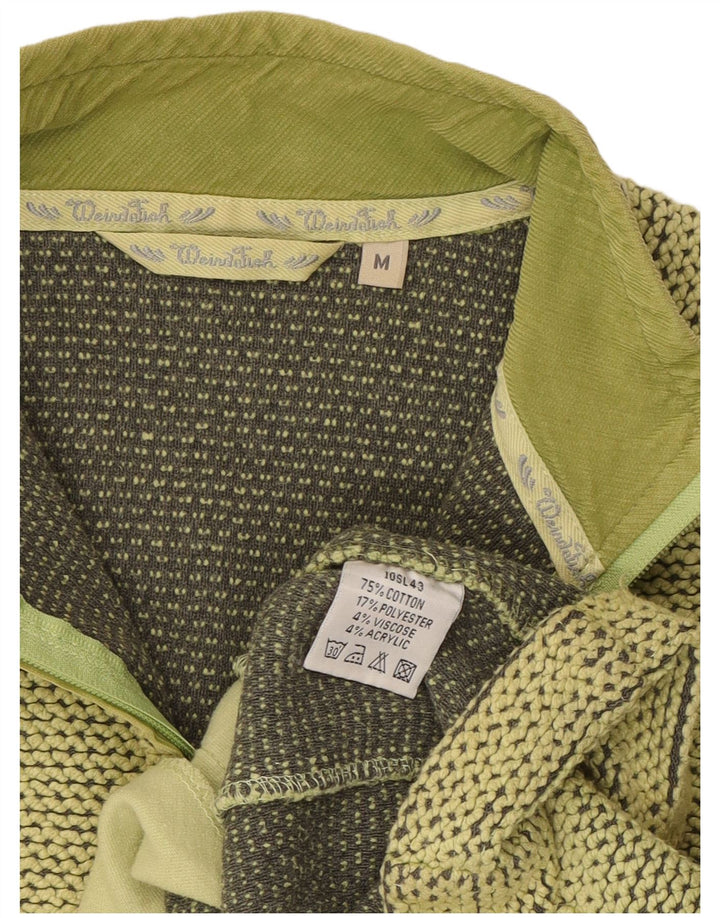 WEIRD FISH Womens Zip Neck Sweatshirt Jumper UK 14 Medium Green Cotton