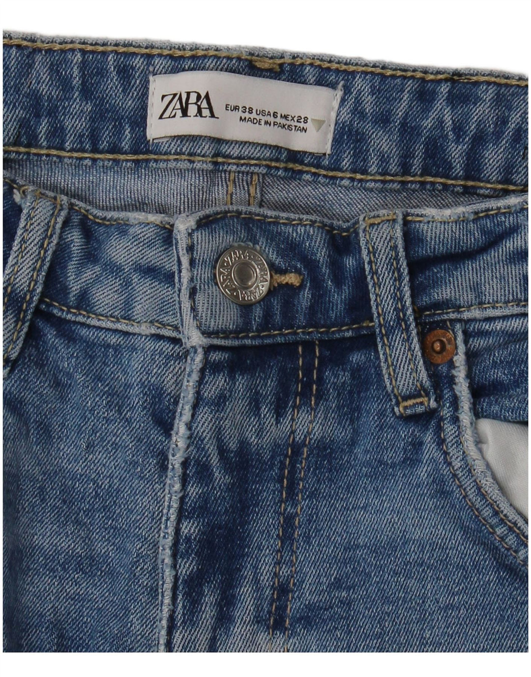 Женские укороченные джинсы Zara EU 38 Small W28 L25 Синие
