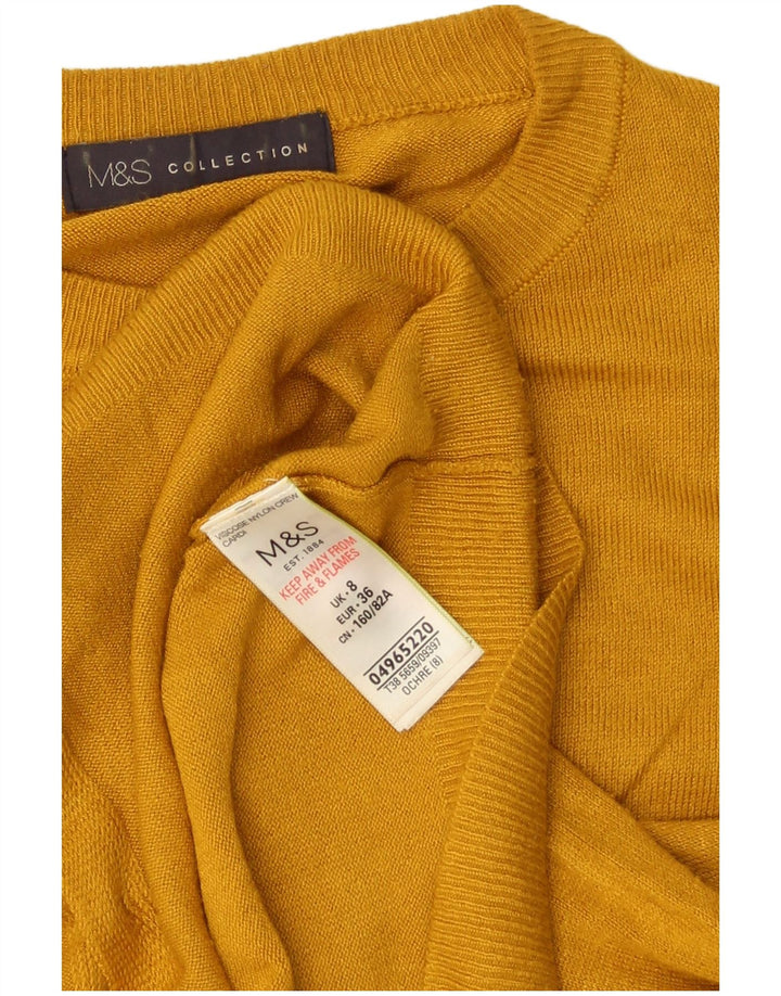 Женский свитер-кардиган большого размера Marks & Spencer UK 8, маленький желтый
