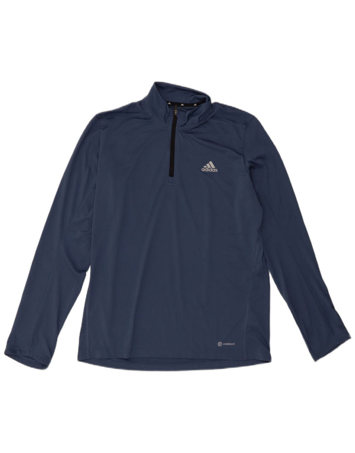 Мужской пуловер с воротником на молнии Adidas Aeroready, средний темно-синий